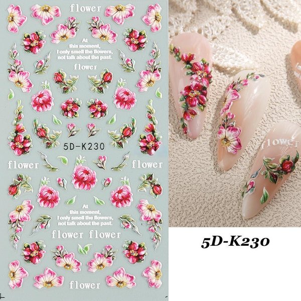 CalcomaníAs De Flores 5D Para UñAs, DiseñO De Mimosa, Hojas Florales De Primavera, CalcomaníAs Autoadhesivas Para UñAs, Deslizadores De Margaritas Blancas, DecoracióN De Manicura-image