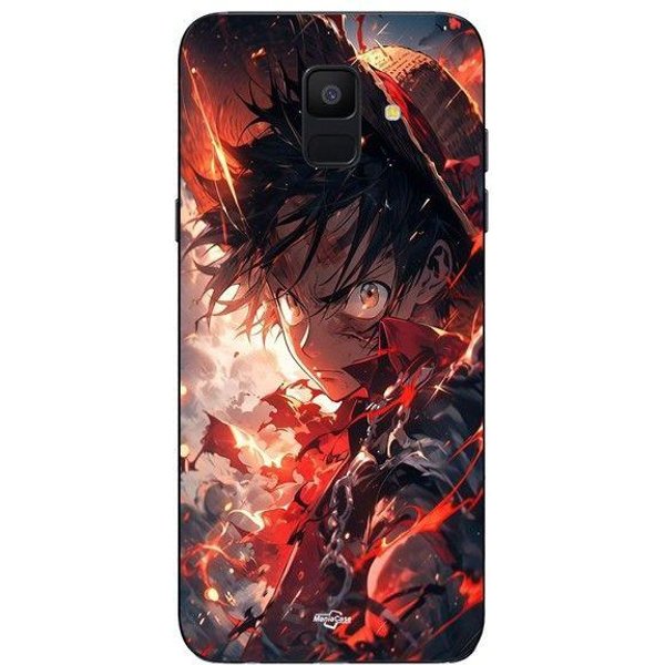 Funda De TeléFono - Maniacase - Samsung Galaxy A8 2018 - Luffy Enfadado - Silicona - Flexible Negro-image