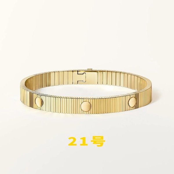 Stal Nierdzewna Tytanowa Bransoletka MężCzyźNi Kobiety Geometryczny Pasek ŚRuba Design Minimalistyczna Regulowana Bransoletka BiżUteria Gold Lightweight Feel 21Cm Beige-image