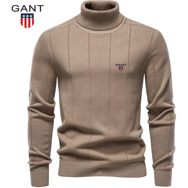 Gant Kolekcja Jesień I Zima 2026 Gruby CiepłY Sweter MęSki Z Wysokim KołNierzem Slim Fit Sweter MęSki Sweter Dzianinowy XL Gray-image