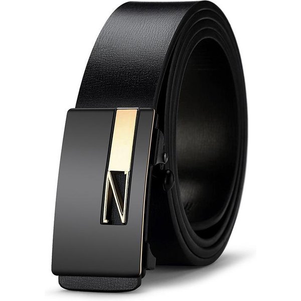CinturóN De Negocios Para Hombre CinturóN De Piel De Vaca Para Hombre Hebilla AutomáTica CinturóN VersáTil Para Pantalones De Hombre De Edad Media Y Joven 130Cm-image