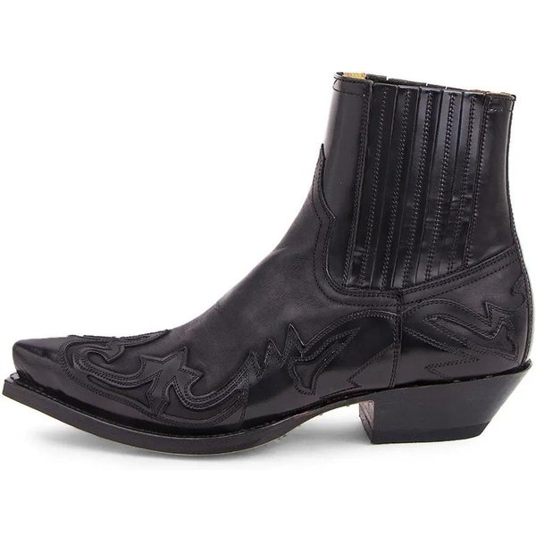 BotíN Nuevo Para Hombre Hecho A Mano Botines De CuñA Para Hombre Botas Cowboy Western Unisex Zapatos De Cuero Para Hombre Resistentes 42 Negro-image