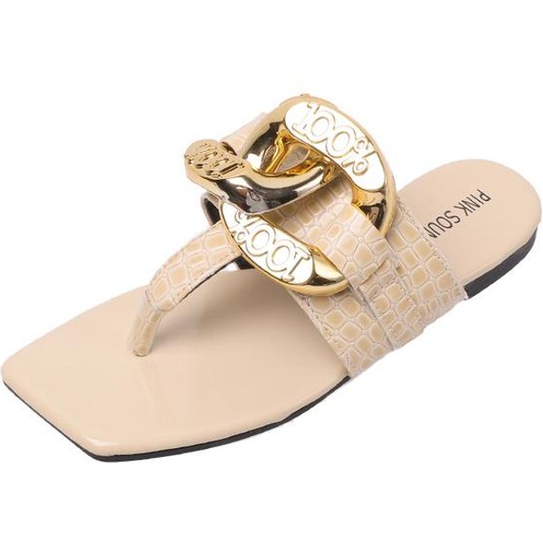 Kobiety Lato Najnowsze Moda ŁAńCuch Klapki SandałY Kapcie Buty Kobieta PłAskie Platformy SandałY Casual PłAskie Kapcie Wsuwane Buty 39 Czarny-image