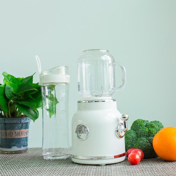 Mini Batidora Con Vaso Doble Retro Batidora Para Batidos Y Trituradora De Hielo Para Encimera Blanco-image