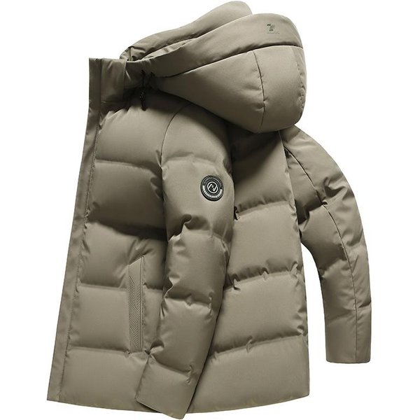 Chaqueta De Plumas De Invierno Para Hombre Business Casual Acolchada A Prueba De FríO Con Capucha De Largo Medio Para Hombre M Black-image