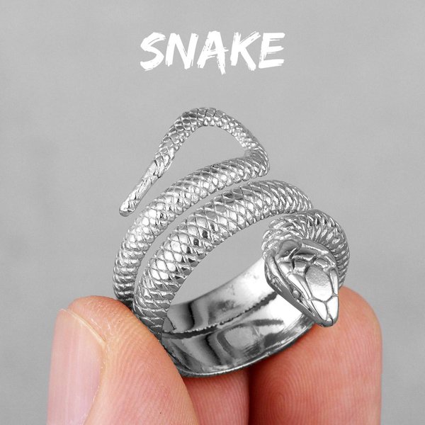 Serpiente Dorada Animal Anillos De Acero Inoxidable Para Hombres Punk Hip Hop ÚNicos Modernos Para Novio Masculino JoyeríA Regalo Creativo 5 Gray-image