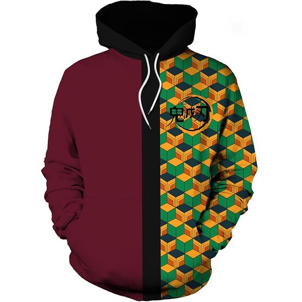 Anime Demon Slayer Kimetsu No Yaiba 3D Bluza Z Kapturem Bluzy Demon Slayer Agatsuma Zenitsu Tomioka Giyuu Cosplay MężCzyźNi PłAszcz StróJ 4XL Black-image