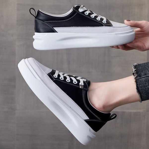 Zapatos De Primavera Verano Mujer Plataforma Blancos Planos Zapatillas De Cuero Genuino Zapatos Casuales Ligeros Nuevos Zapatos Para Caminar Al Aire Libre 40 Negro-image