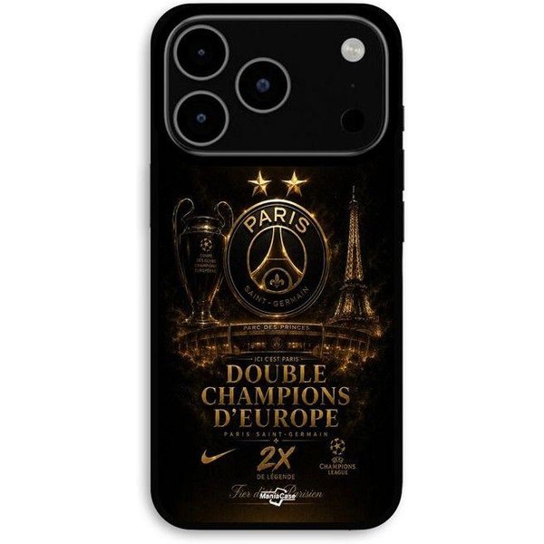 Etui Na Iphone 17 Pro PSG Liga MistrzóW 2 Gwiazdki Czarno-ZłOte Maniacase Czarny-image