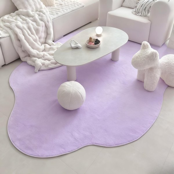 Jednokolorowe Dywany Do Sypialni Nieregularna Dekoracja Salonu DużY Dywan Puszysty MięKki Mata PodłOgowa Do Salonu Gruba Pluszowa WykłAdzina Przy ŁóżKu 80X120Cm-image