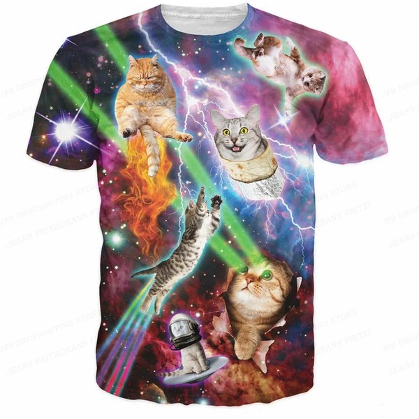 Letni MęSki T-Shirt Zwierzę Kot Nadruk 3D T-Shirt MęSka Moda Oversize KróTki RęKaw T-Shirt DziecięCe Top T-Shirty ŚMieszny M Gray-image