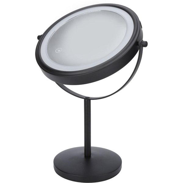 Lustro Do MakijażU LED 8 Cali Dwustronne PowięKszająCe 3X Dotykowy WłąCznik Obracane O 360 Stopni Lustro Czarne-image