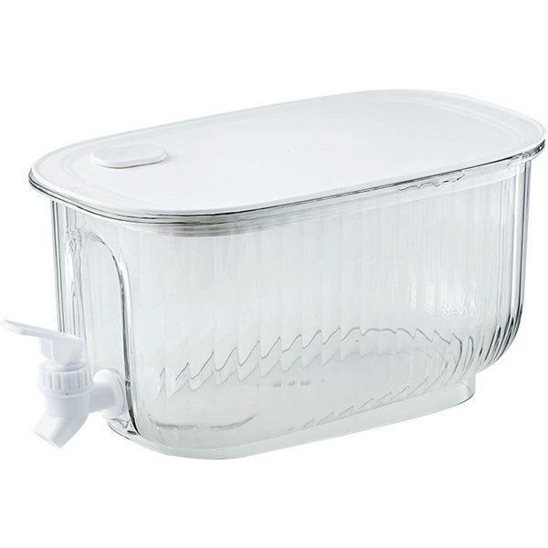 Dispensador De Bebidas Gran Capacidad Grado Alimentario Engrosado A Prueba De Fugas Hervidor FríO Con Grifo Para Hogar Transparente Blanco Transparente-image