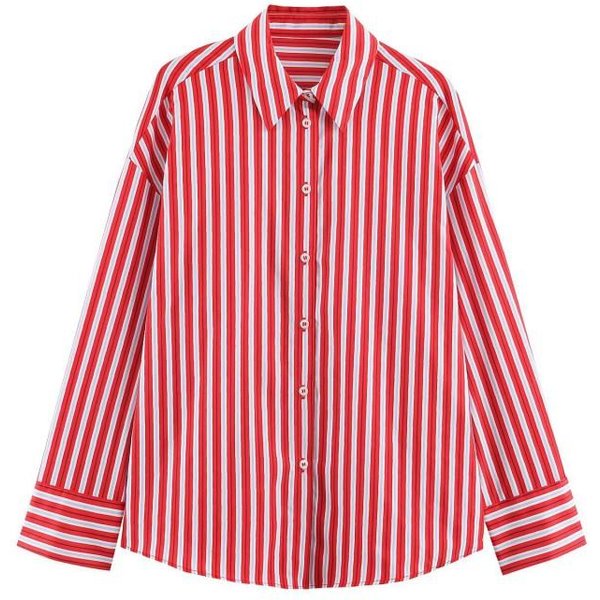 Damska Oversize Koszula W Paski Z DłUgim RęKawem 2026 Jesień Streetwear Casualowy Top LuźNy KróJ Mieszanka BawełNy L-image