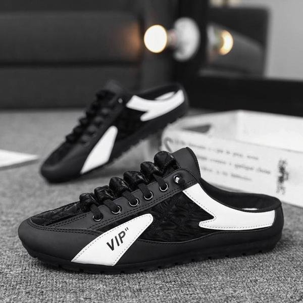 Zapatillas De Hombre Verano Casual Slip-On Mules Zapatos Para Caminar Ligeros Y Transpirables Perezosos CóModos Slip-On Half Pantuflas Pisos Zapatillas Zapatillas Casuales 44-image
