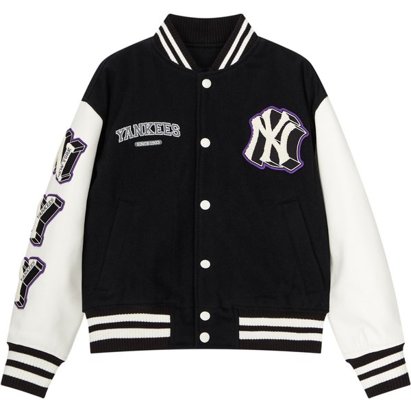 MLB FW23 New York Yankees Estampado De Letras De Un Solo BotóN Manga Larga Camiseta De BéIsbol Unisex Negra 3AJPV0234-50BKS M White-image