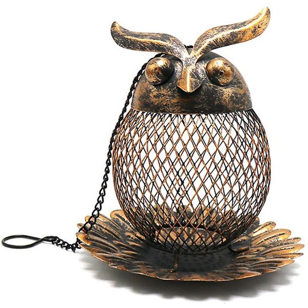 Comedero Para PáJaros Silvestres Con Forma De BúHo, Comedero Para PáJaros De Malla MetáLica Colgante Para DecoracióN De JardíN Al Aire Libre-image