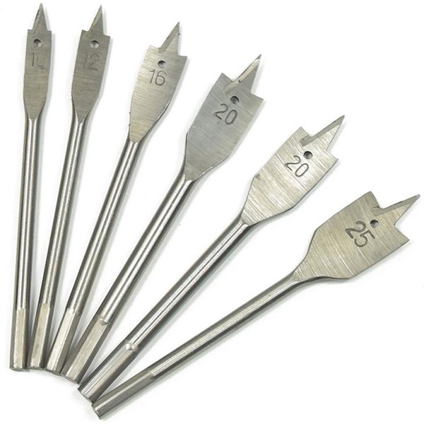 Juego De Brocas Planas Para Madera, 6 Uds., 10Mm-25Mm, Brocas De Espada Para CarpinteríA De Acero, Agujero De Taladro Plano Con VáStago Hexagonal-image