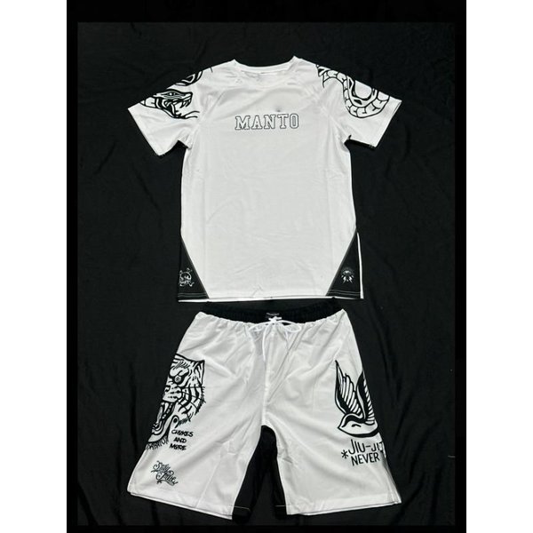 2026 Conjunto Deportivo De Lucha Para Adultos Y NiñOs Secado RáPido Transpirable Camisetas Rash Guard Pantalones Cortos Entrenamiento Para Deporte De Combate Traje M White-image