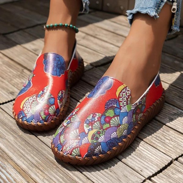 Zapatos De Mujer, Gran Oferta, Sin Cordones, Planos, Con Estampado A La Moda, Informales, Nuevos, De Talla Grande, Con TacóN Bajo 37 Rojo-image