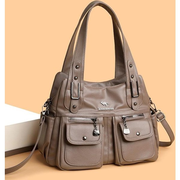 Modna Damska Torba Na Ramię Z Wieloma Kieszeniami, Wszechstronna Torebka Crossbody Do Codziennego I Swobodnego UżYtku 35 X 13 X 27 Cm Khaki-image