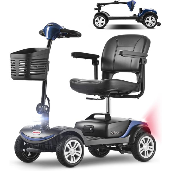 Sweetrich S1 Sport Scooter De Movilidad Para Personas Mayores BateríA De Plomo-ÁCido 12AH Motor De 300W Ruedas SóLidas De 9 Pulgadas AutonomíA De 15KM Carga MáXima 136KG Azul-image