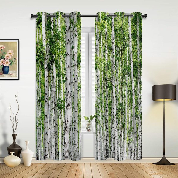 LiśCie Klonu Czerwony Las GwiaźDziste Niebo ZasłOny Okienne Dekoracja Domu ZasłOny Do Salonu PokóJ Dziecka Cortinas Do Kuchni Sypialni 135W X 60H(Cm) X1-image
