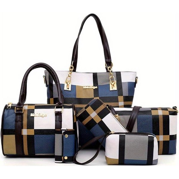 6 Szt. Damskie Torebki Torby Tote Torba Na Ramię Portmonetki Torba Listonoszka Torebka Z GóRnym Uchwytem Torba Crossbody Portfel KopertóWka Black-image