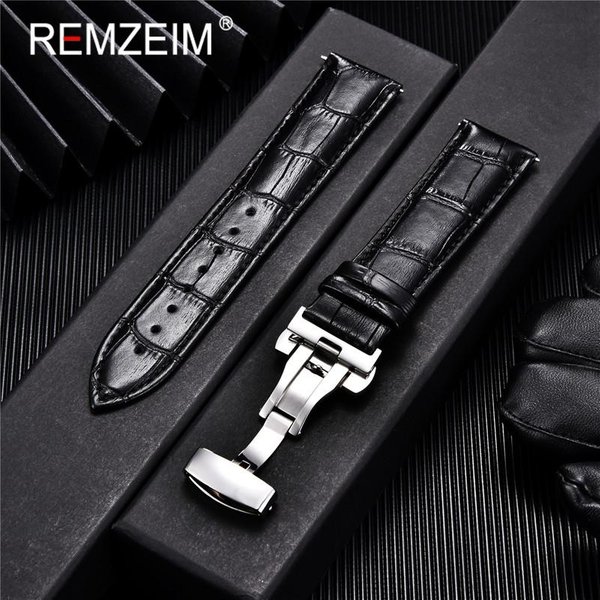 Pasek Do Zegarka Z Prawdziwej SkóRy SkóRa CielęCa MężCzyźNi Kobiety Wymień Pasek Do Zegarka 18Mm 20Mm 22Mm 24Mm Z Paskiem Do Zegarka Z Klamrą Motylkową 22Mm-image