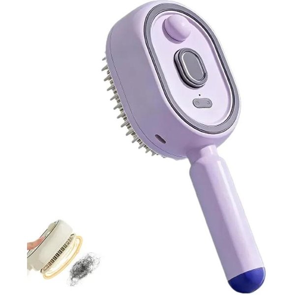 Peine Masajeador Multifuncional, Masajeador EléCtrico Para Cuero Cabelludo Con CojíN De Aire Y Spray, Peine Autolimpiante Para Cuidado Del Cabello Con Aceite Esencial, Regalo Para Mujeres PúRpura-image