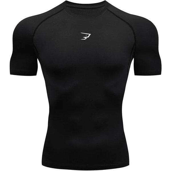 Camiseta De CompresióN Para Correr De Manga Corta Para Hombre Camisetas Deportivas Gimnasio Fitness Camisetas Deportivas Ropa Deportiva Para Correr Hombre Camisa AtléTica Tops S Black-image