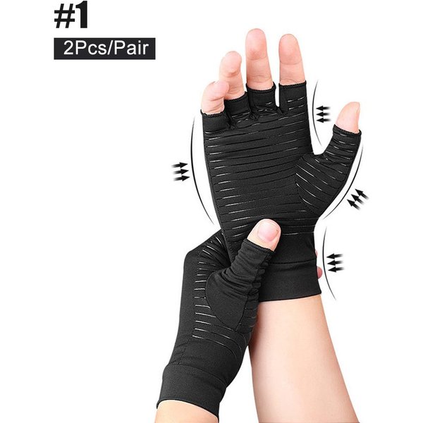 Guantes De Cobre Para Artritis Para Mujeres Hombres Sin Dedos CompresióN Alivio Dolor De Mano HinchazóN Soporte Para TúNel Carpiano Escribir M Black-image