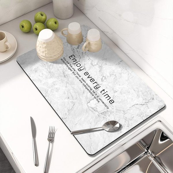 Alfombrilla Absorbente Antideslizante Para Cocina Encimera Barro De Diatomeas Alfombrilla Suave Lavar Olla Bol Aislamiento TéRmico Posavasos De Barra Alfombrilla Para Bol 30 * 40CM-image