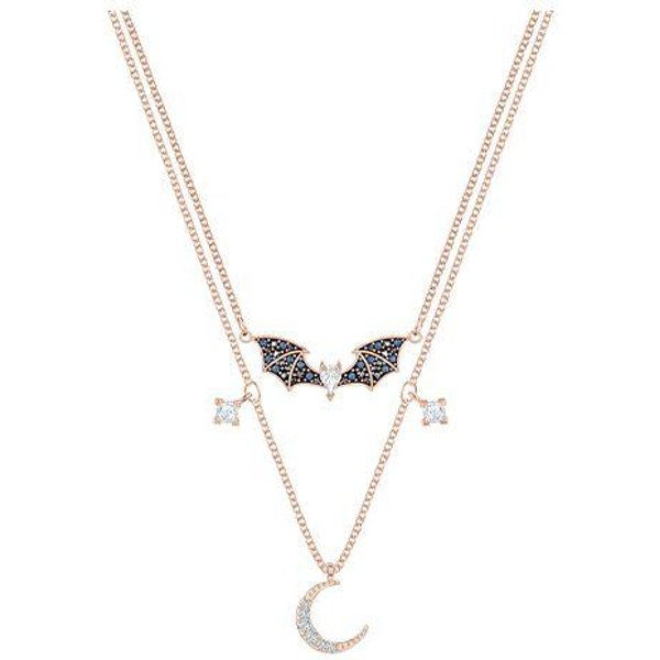Swarovski Collar De Doble Cadena Luna MurciéLago Misterioso Para Mujer Color Oro Rosa 5491565 Box (Random Color) White-image
