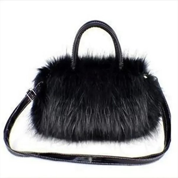 Zimowa Moda Pluszowa Torba Crossbody Dla Kobiet DłUga Futrzana Torba Na Ramię Modna BeczułKa Torebka Black-image