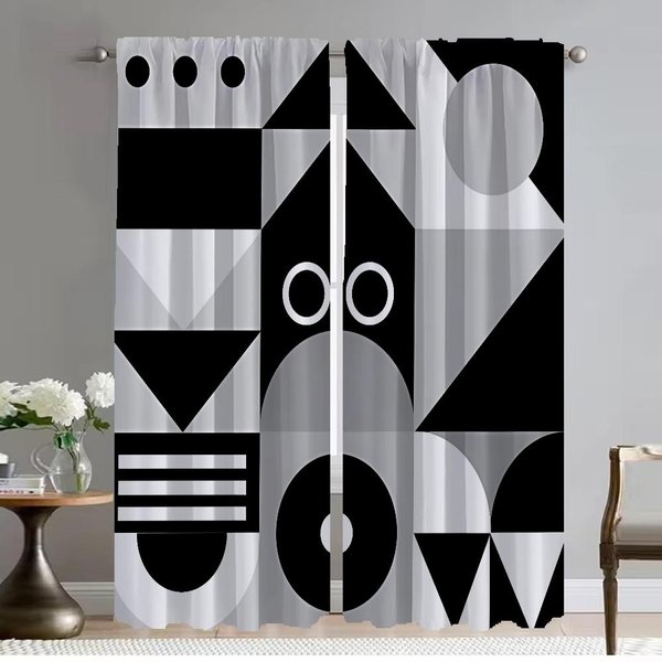 Cortina Blackout GeoméTrica Para HabitacióN 2 Paneles DecoracióN De Halloween Estores Cortinas Modernas De SalóN ParticióN Tul Para Dormitorio W50Xh70Cmx2Pcs-Cl-image