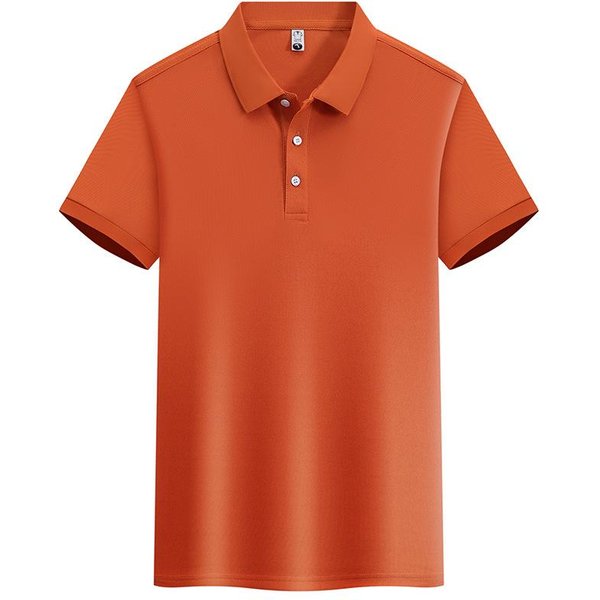 Polo De Manga Corta De Verano Para Hombre, Camiseta Con Solapa De Color SóLido Informal De Negocios Simple, Seda Hielo, Transpirable Y VersáTil 4XL Naranja-image
