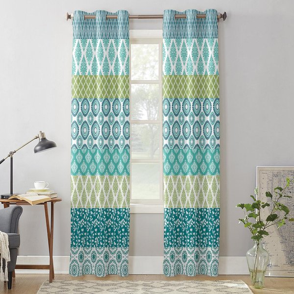 Cortinas De Ventana Modernas Con Rayas GeoméTricas Bohemias Para Sala De Estar Dormitorio Cortina Cocina Tratamiento Persianas Cortinas 135W X 60H(Cm) X1 Gray-image