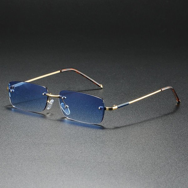 Modne Bezramkowe ProstokąTne Okulary PrzeciwsłOneczne Dla Kobiet I MężCzyzn, MałE Kwadratowe Soczewki, Ochrona Uv, Letnie Okulary PodróżNe Oculos Gray-image
