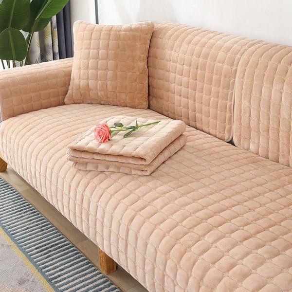 Toalla De Sofá De Felpa Gruesa De Franela De Color SóLido A La Moda, Funda De Sofá De Terciopelo Suave Para Sofá, Funda Antideslizante Para Sala De Estar 90X70Cm 1Pc-image