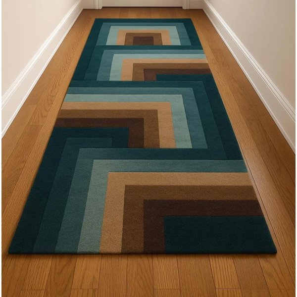 Dywanik W Stylu Mid Century Modern Geometryczny WzóR LiśCi Salon Sypialnia Dywanik PrzyłóżKowy Retro Dekoracja Domu 50X150Cm(20X59In)-image