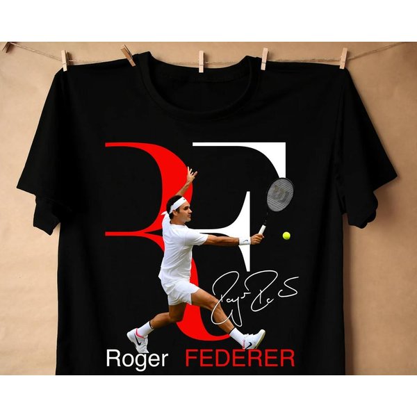 Idealna Koszulka Z Podpisem Rogera Federera Czarna BawełNiana Koszulka Wszystkie Rozmiary S-4XL VN119 Koszulka Unisex M Brown-image