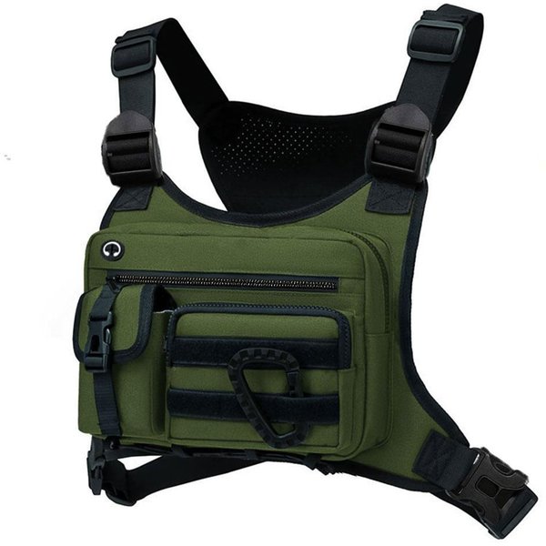 Bolsa De Pecho Para Exteriores Chaleco TáCtico Para Hombres Pack De Pecho Molle Para Bolsas De Ciclismo Bolsas De Running Bolsa Frontal De Pecho Chaleco Deportivo Verde-image