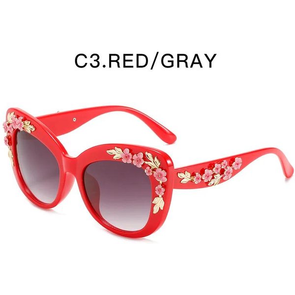 Gafas De Sol Retro Ojo De Gato Rosas Decorativas De FantasíA Gafas De Moda DiseñO Retro Gafas De Sol De Flor Mujer Metal Vintage Gafas De Sol As The Picture-image