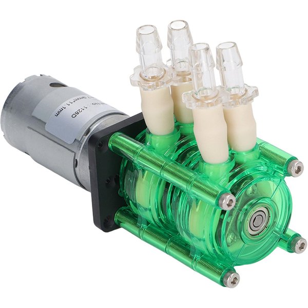 Bomba PeristáLtica De Doble Cabezal Carcasa Verde Tubo Amarillo Caudal Grande Resistente A La CorrosióN Bomba De Agua 700Ml Min DC24V 600Ma-image