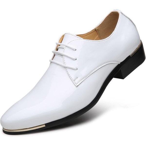 MęSkie SkóRzane Buty Lakierowane Codzienne Buty Biznesowe BiałE Formalne SkóRzane Buty Na Niskim Obcasie MęSkie Modne SkóRzane Buty Biznesowe 44 BiałY-image