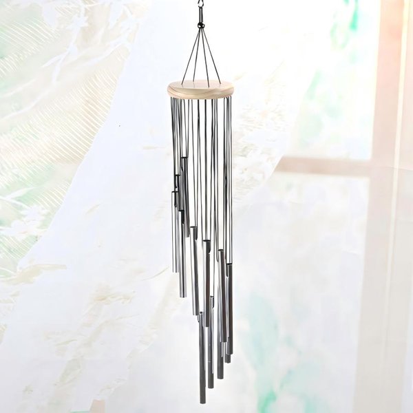 CarillóN De Viento Musical De 12 Tubos, Campanas De Viento De Tubo, DecoracióN De Campanas Doradas/Plateadas Para Sala De Estar, Dormitorio, Comedor, CafeteríA, Campanas De Viento De Tubos.-image