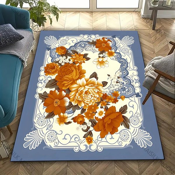 1 Szt. Dywan W Stylu KróLewskim Luksusowym Z Nadrukiem KwiatóW Salon Sypialnia Sofa Biuro DużY Obszar Mata Dekoracyjna Wielorozmiarowe Luksusowe Prezenty 40X60Cm (16X24In)-image