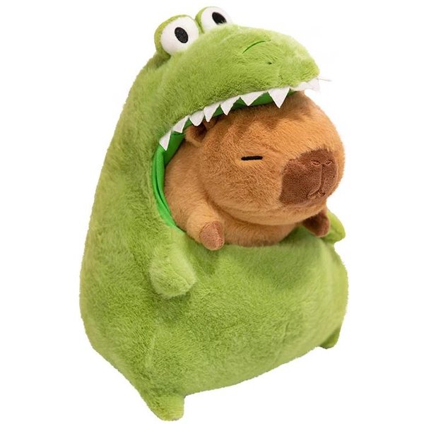 Nueva MuñEca De Peluche Capibara Con Dinosaurio Verde Animales De Peluche Suaves Lindos Juguete Anime Capibara Peluche Kawaii Regalo De Navidad 30Cm Brown-image