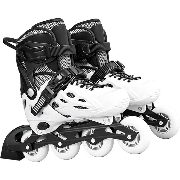 Patines En LíNea Flash Ajustables Patines Con Ruedas Luminosas Para NiñOs NiñOs NiñAs Hombres Mujeres Con 8 Ruedas Brillantes Deslizamiento Suave M Blanco-image